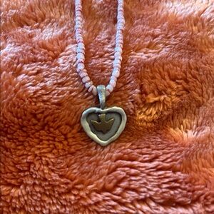 Heart Pendant Necklace with Dove Design